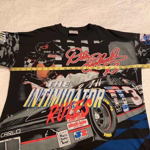 Vintage NASCAR 1996 Dale Earnhardt The Intimidator Rules AOP USA T-Shirt L - Picture 12 of 15